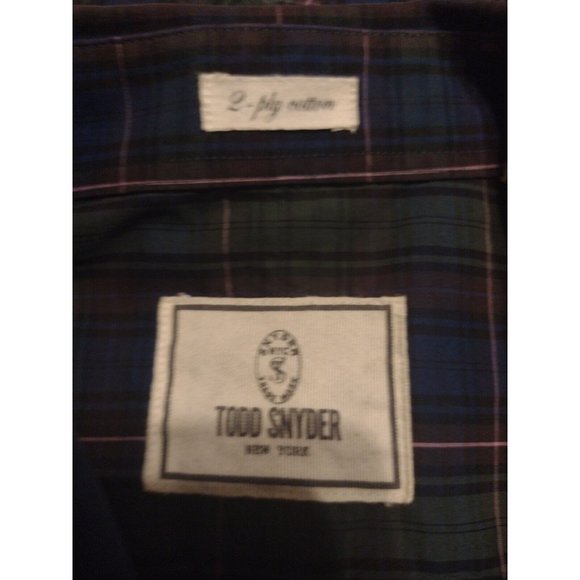 Todd Snyder Blue and Green Plaid Casual Button Down Shirt - Picture 6 of 11